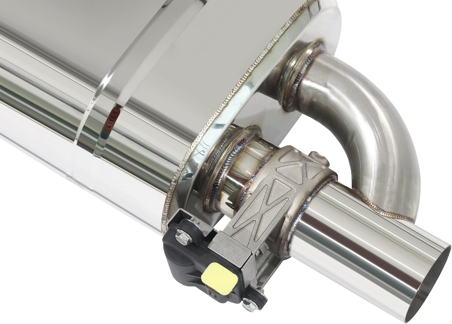 Valved Muffler Kit, T Style Electronic Muffler with Valve Control Aluminum Box Performance Exhaust Mufflers Remote Controller Kit Center In Dual Out (76mm/3in inlet/outlet muffler kit)