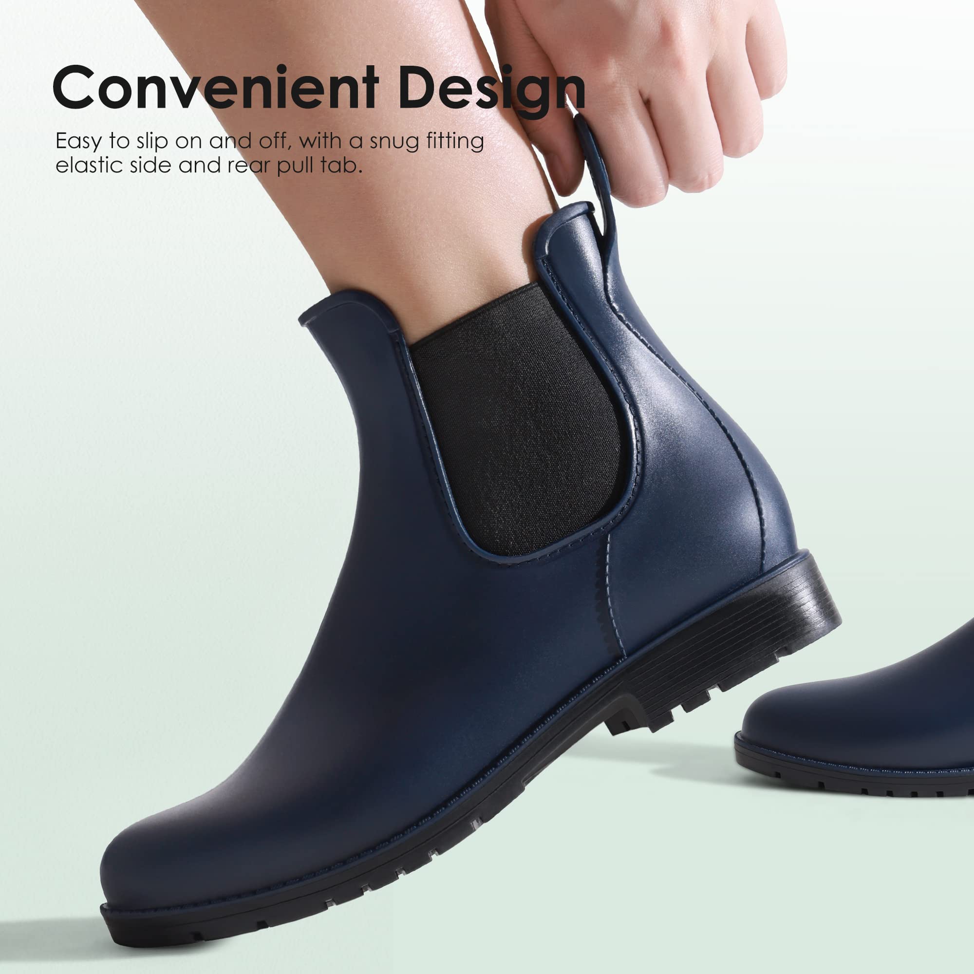 DREAM PAIRS Stivali da Pioggia Donna Chelsea Wellington Rain boots Impermeabili Stivaletti Elastico Outdoor Ankle Boot