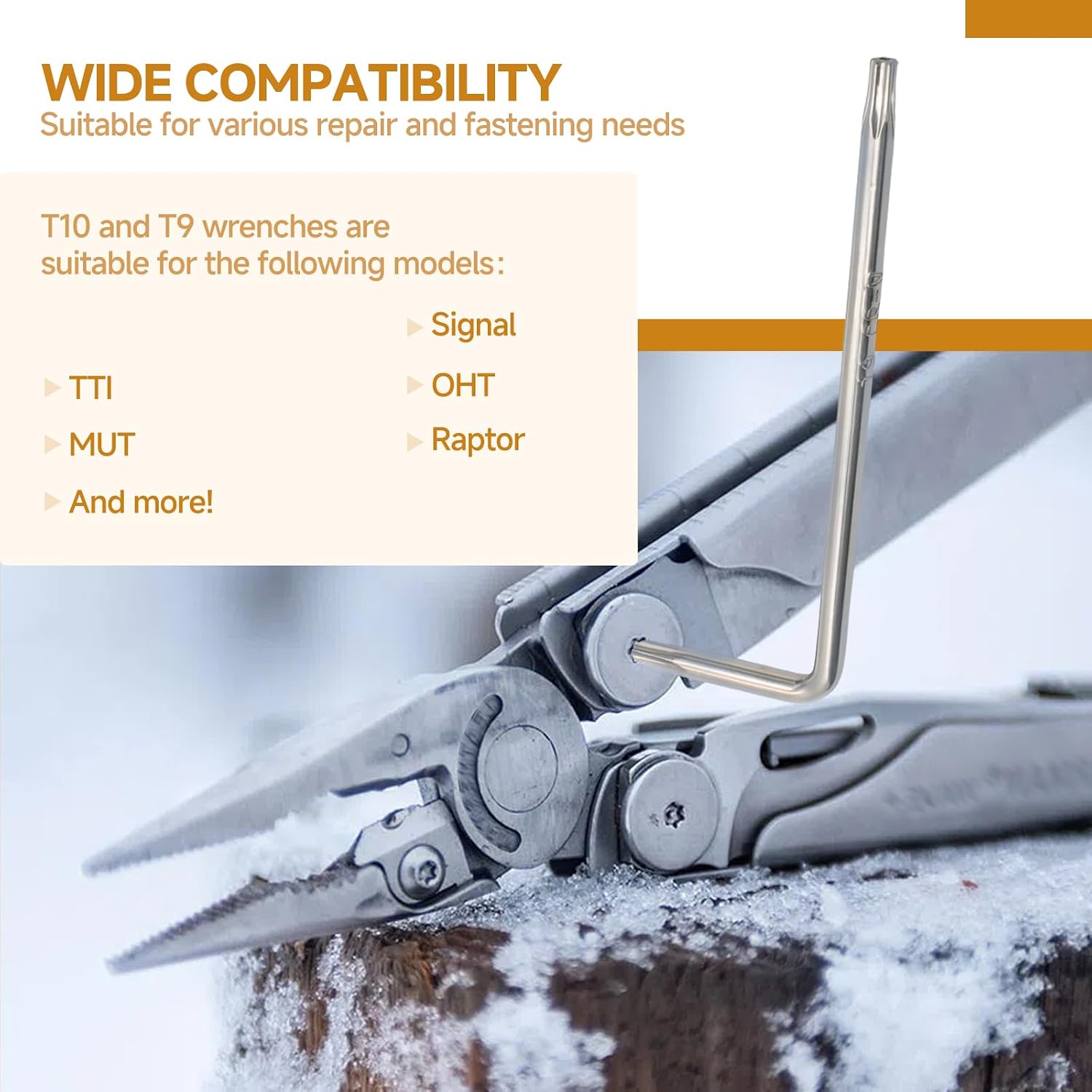 Multi Tool Disassembly Wrench Set Compatible with Leatherman T8 T9 T10 | Compatible with Leatherman Multi Tools Includes Knurled Nut Wrenches and T8 T9 T10 S2 Steel Wrenches 8 Pack