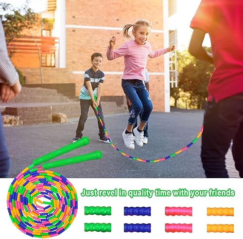 Miniatura 7 de Coolrunner Cuerda de saltar de 16 pies de largo (1 paquete), cuerdas de saltar holandesas dobles, cuentas suaves para niños adultos, plástico