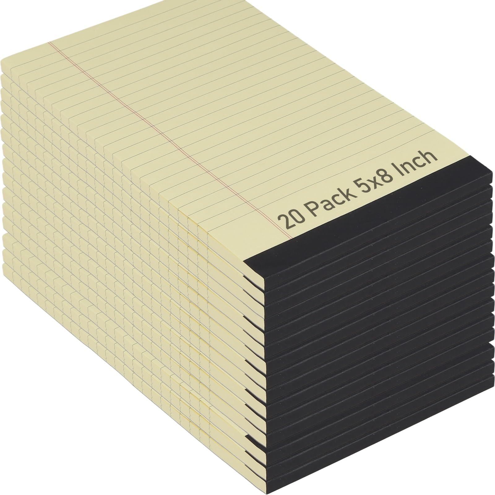 MOUYAT Confezione da 20 blocchi legali gialli da 12,7 x 20,3 cm, a righe universitarie, 100 fogli per blocco con bordo perforato per documenti in ufficio