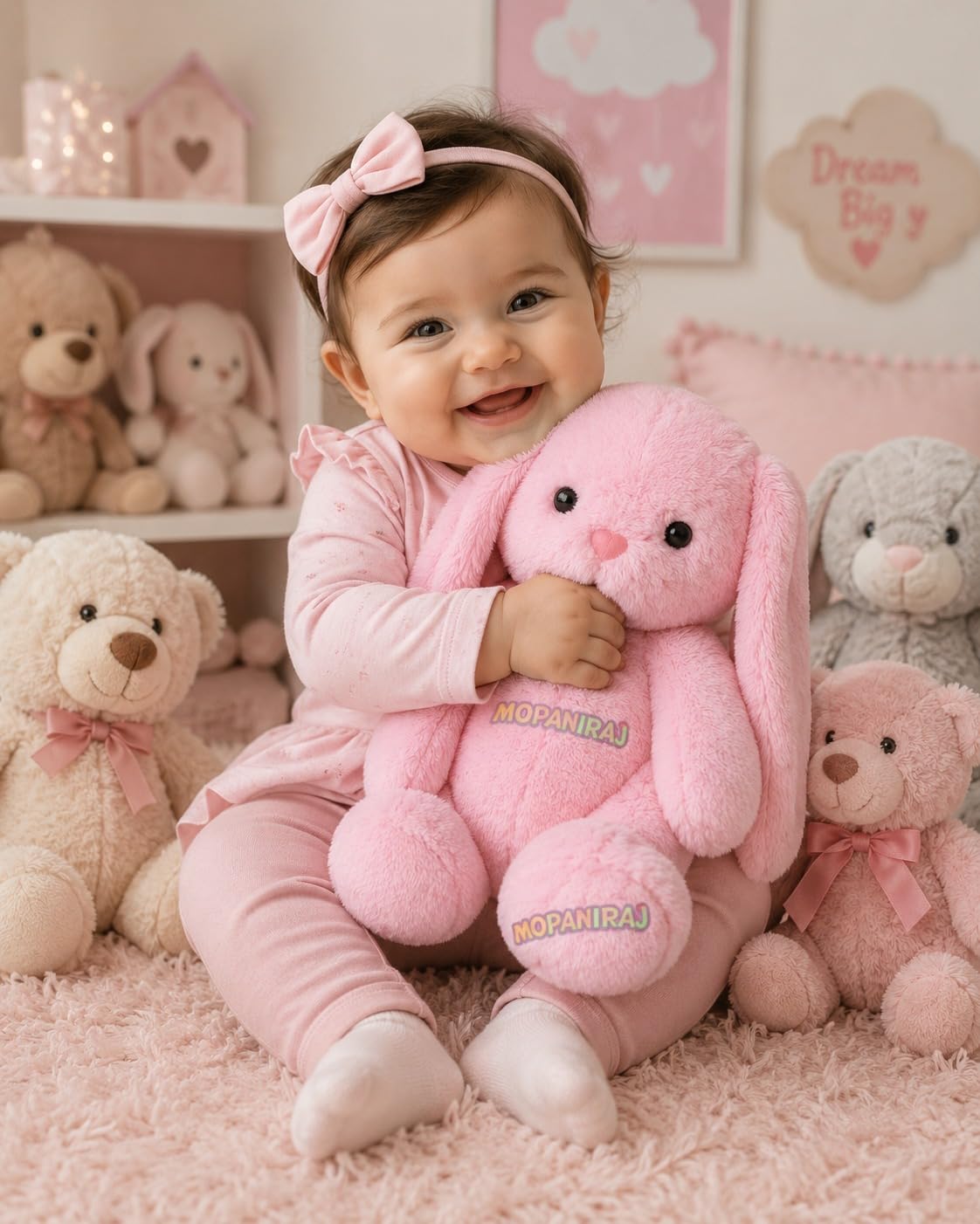 Plush Bunny Rabbit Soft Toy 35cm with Long Ears, Stuffed Animal for Kids and Toddlers