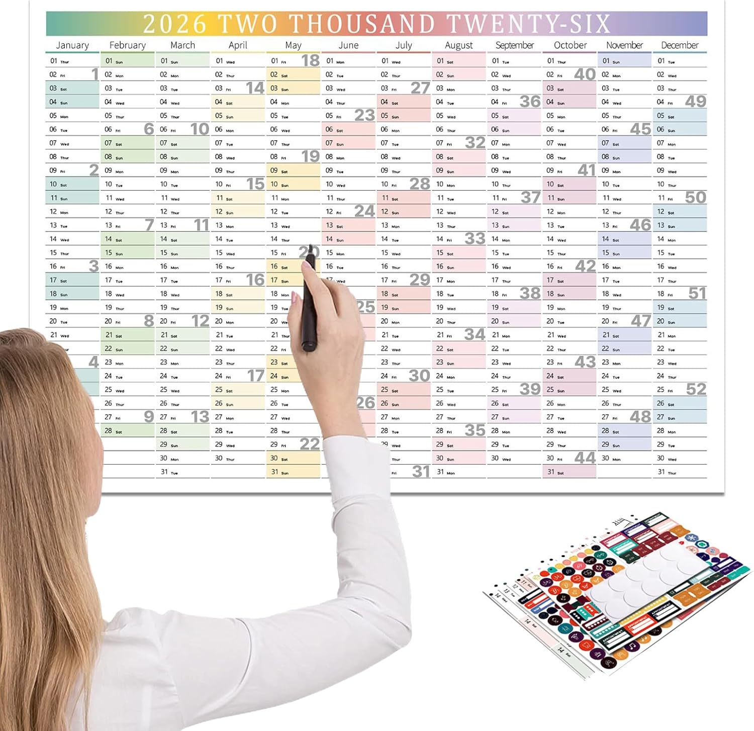 2026 Wall Calendar | Tear Off Undated Weekly Planner Notepad | Vertical ...