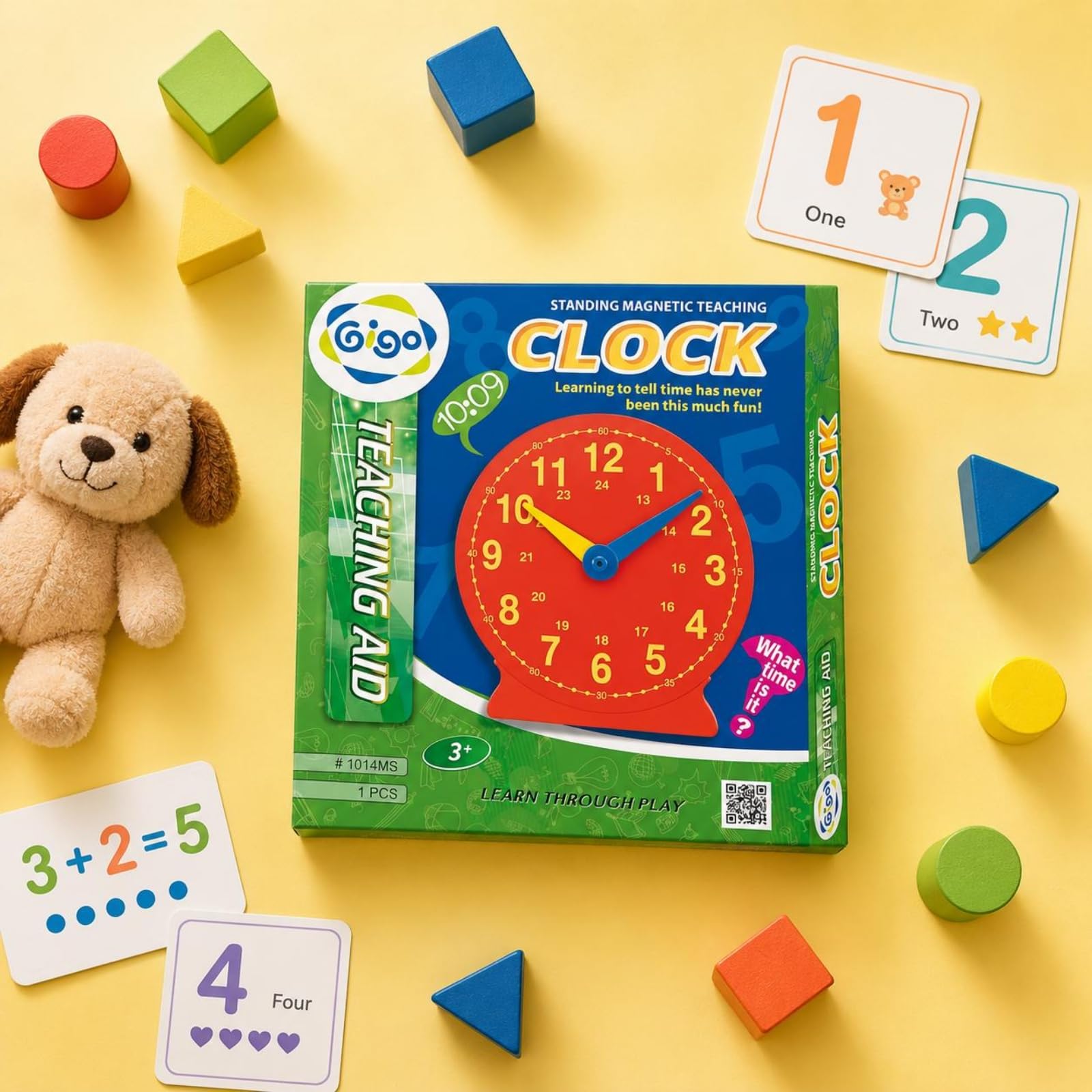 Lernuhr Kinder Lernuhr Unterrichtsuhr Lehruhr Lernspielzeug aus mit Aufklappbarem Stand zur Praktischen Präsentation als - Und Tischmodell für Lehrerhand Klassenecke Lernstation
