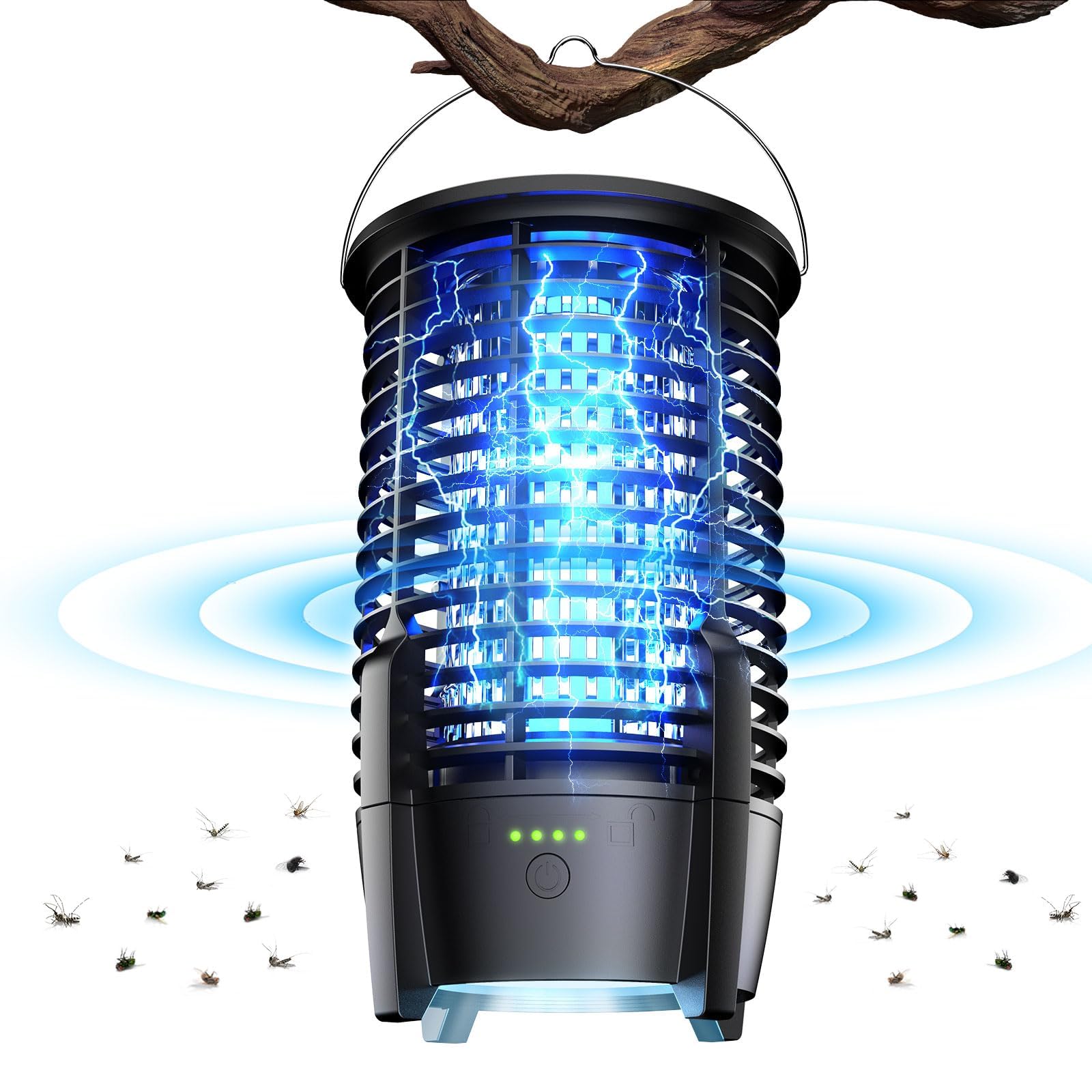 LCLALAYBug Zapper Outdoor with LED Light, Electric Mosquito Fly Zapper Coldless for Patio, Camping, Backyard, Battery Powered Type-C Rechargeable Insect Mosquito Killer for Moths, Wasp, Gnat, etc