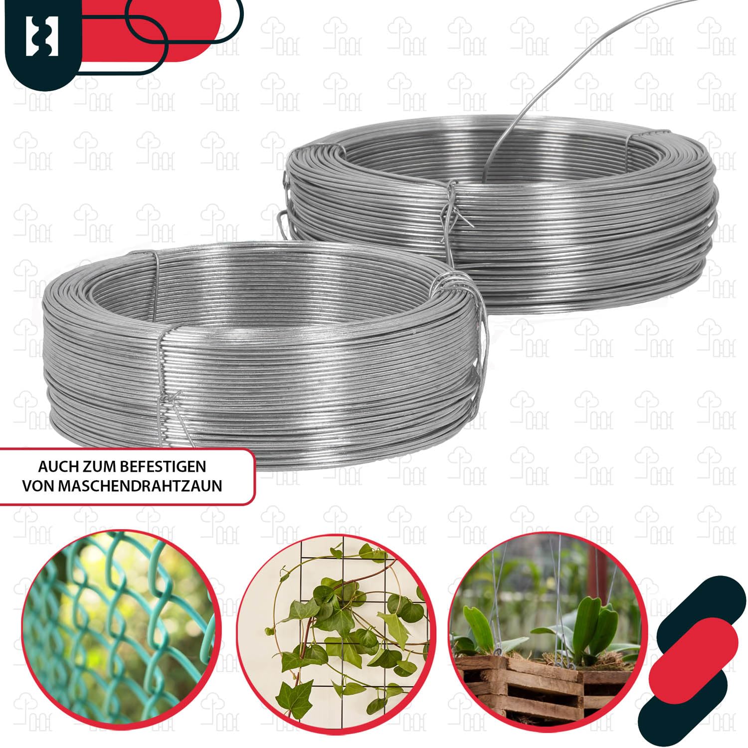 KOTARBAU® Drut ogrodowy o średnicy 1,1 mm, długość 50 m, z PCW, drut łączący srebrny, do kwiatów, roślin, DIY, zwijany