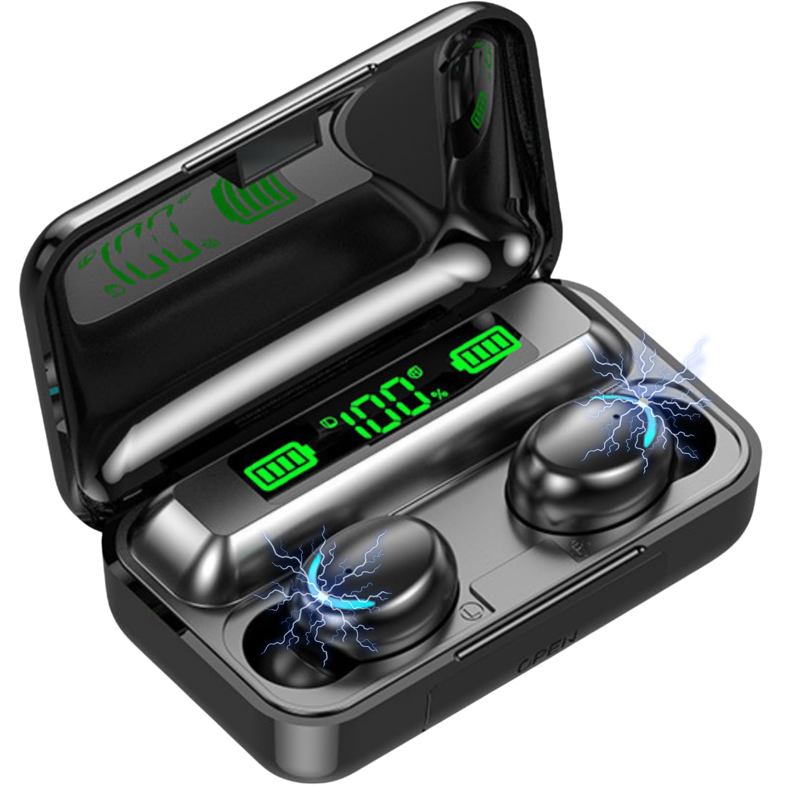 Wireless Earbuds, Bluetooth 5.3 Headphones, Touch Control Noise Cancellation, HiFi Stereo with LED Display Charging Case, Suitable for Fitness/Running/Work