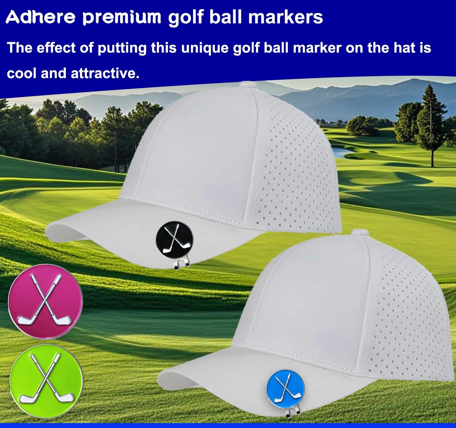 Adhere Golf Ball Markers with Strong Magnetic Hat Clip image 3