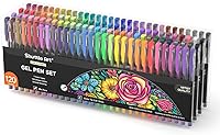 Shuttle Art 120 Unique Colors Gel Pens Set - No Duplicates, 7 Vibrant Types for Adult Coloring Books, Journaling & Art