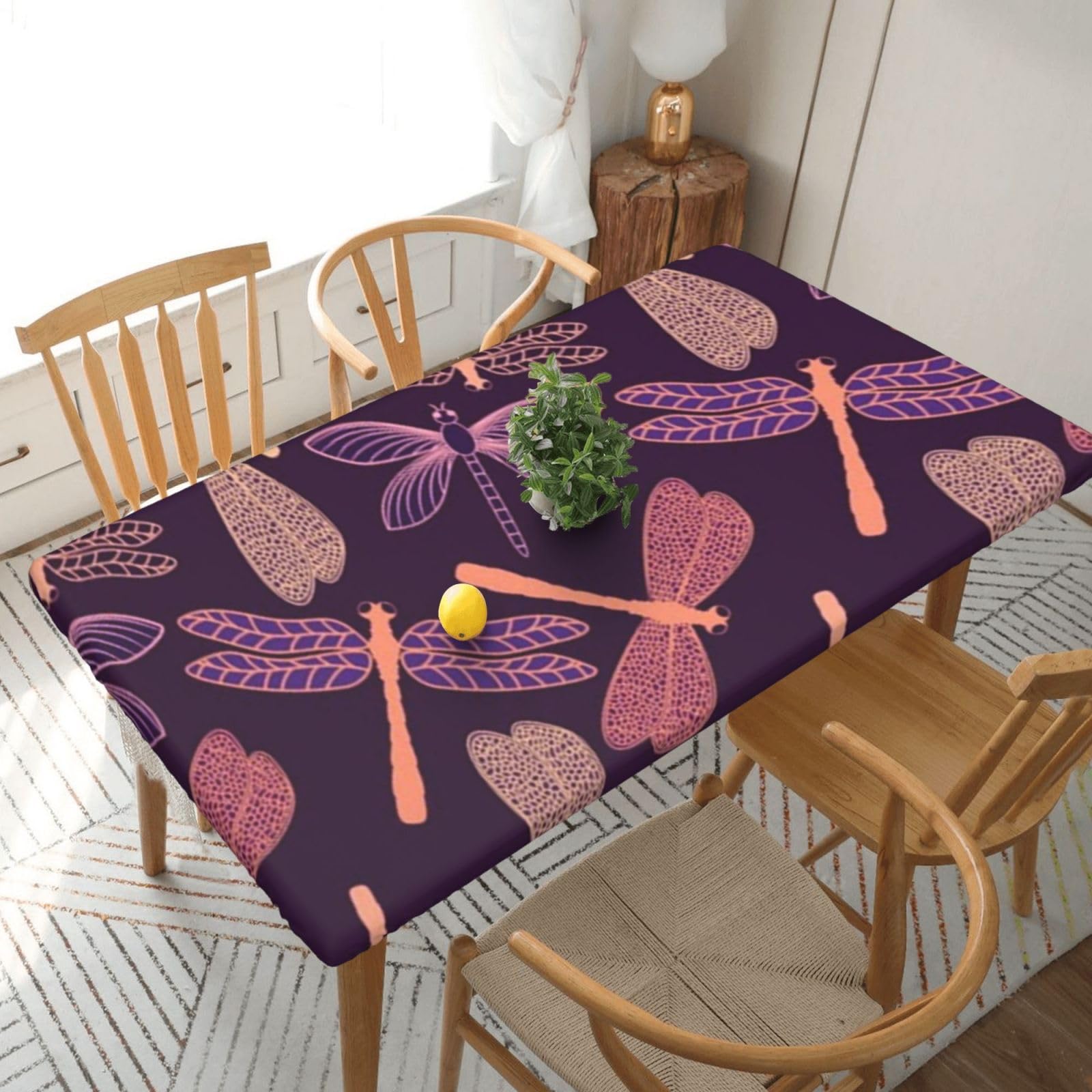 BNVSADC purple dragonfly Printed 5FT Tablecloth Polyester Kitchen Water Resistant Table Cloth Dining Table Decoration Table Covers, 152x76 CM