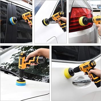 Kshineni 3 Inch Drill Buffing Polishing Pads 22 Pcs Buffer Attachment Kit | 80mm Sponge Pad, Drill Buffing Kits Car Polishers, For Auto Polishing, Sanding, Waxing