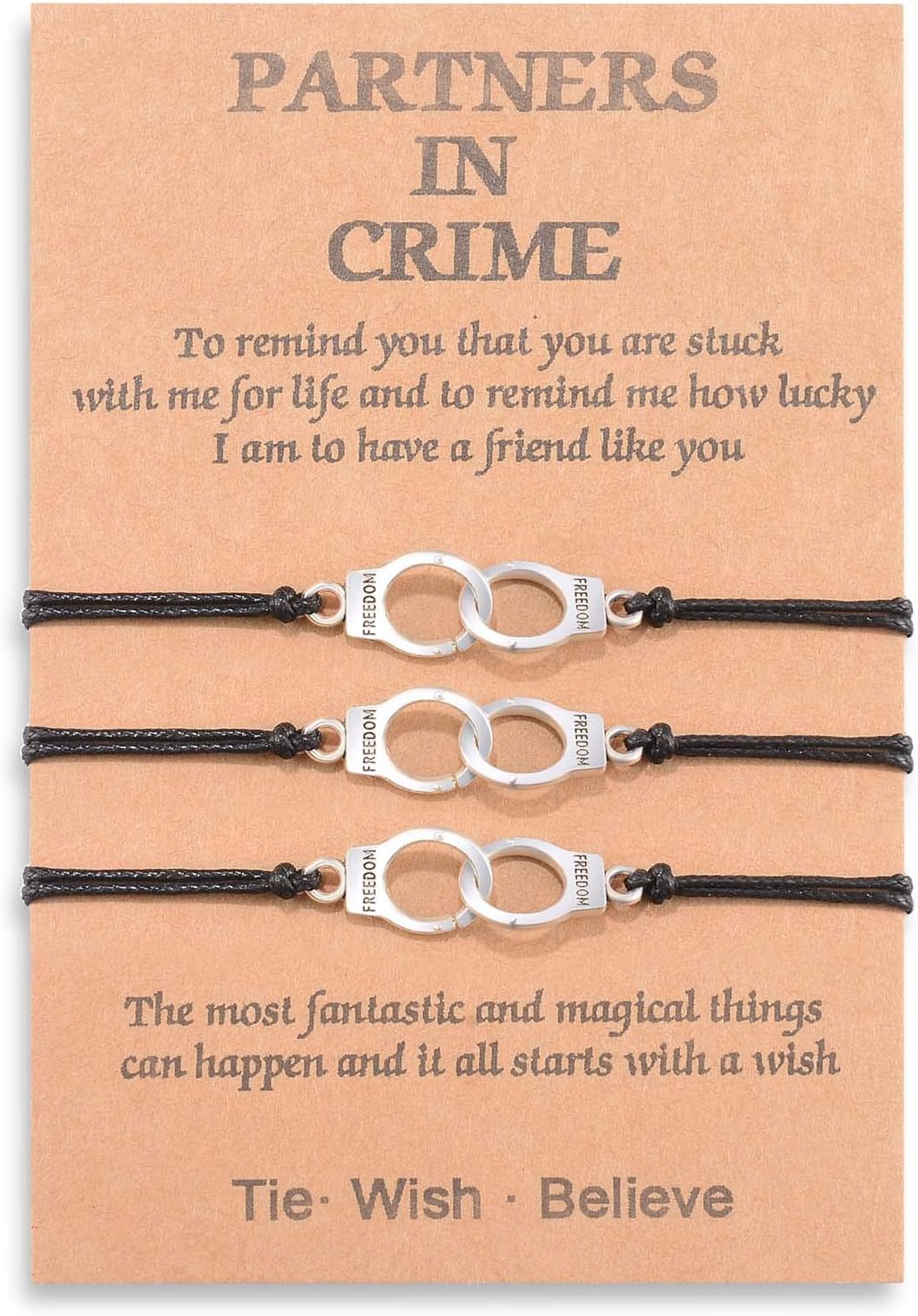 BOCHOIPartners in Crime Couples Bracelets, Handcuff Matching Friendship Bracelet for Girls Boys Women Men Best Friend Jewellery