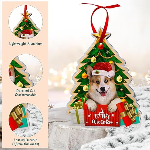 Miniatura 3 de Corgi - Adornos para árbol de Navidad, adorno de aluminio para árbol de Navidad de Corgi (no 3D), decoración de Navidad 2023 para amantes de Corgi,