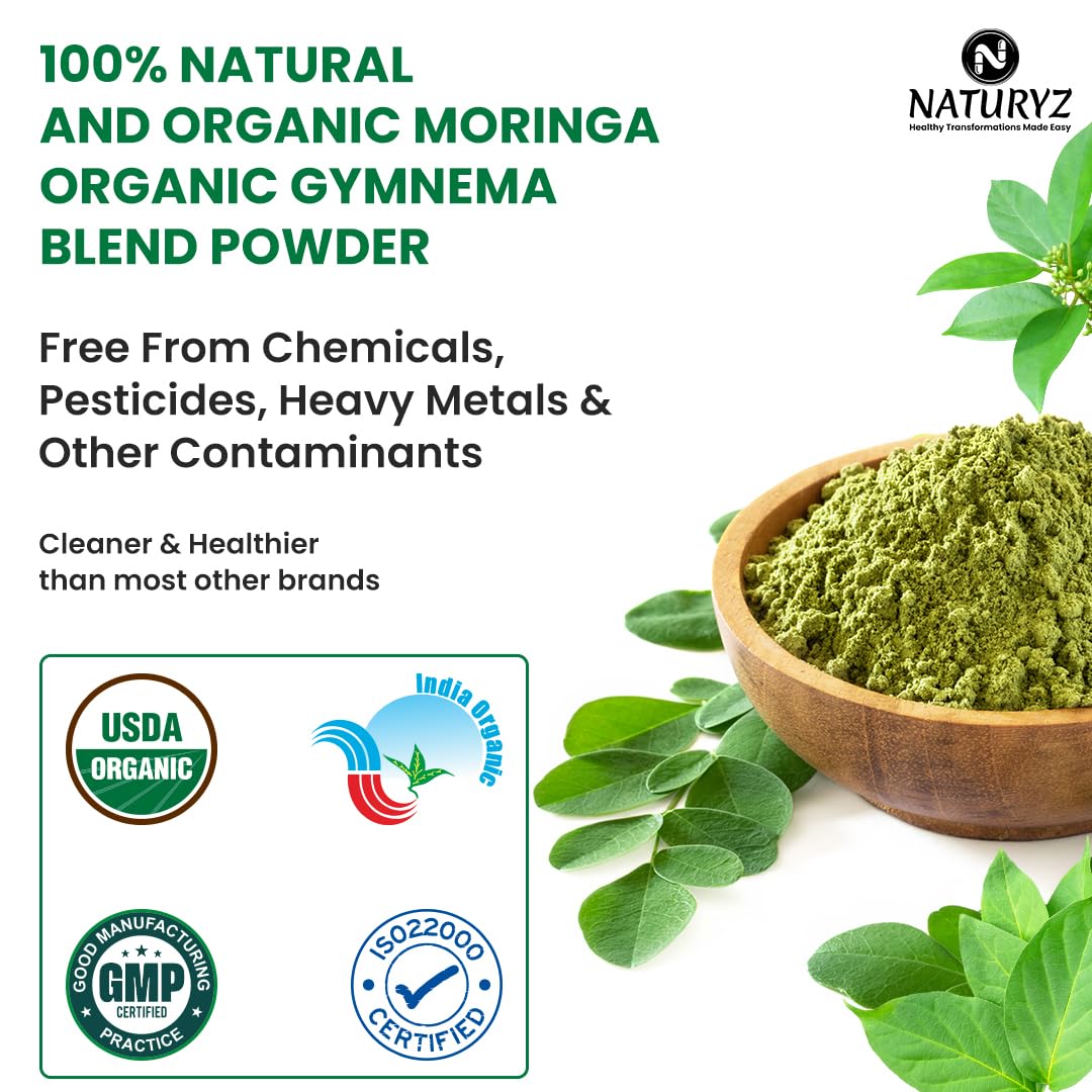 Naturyz Organic Moringa +Gymnema (Goodmar) Lean Wet Management for Powder | Blood sugar supports control, reduces crawings and increases metabolism. Energy | Detox | Immunity | USDA Organic Certified | Pesticides and Chemical - Mogi - 150 grams Naturyz Organic Moringa +Gymnema (Goodmar) Lean Wet Management for Powder | Blood sugar supports control, reduces crawings and increases metabolism. Energy | Detox | Immunity | USDA Organic Certified | Pesticides and Chemical - Mogi - 150 grams