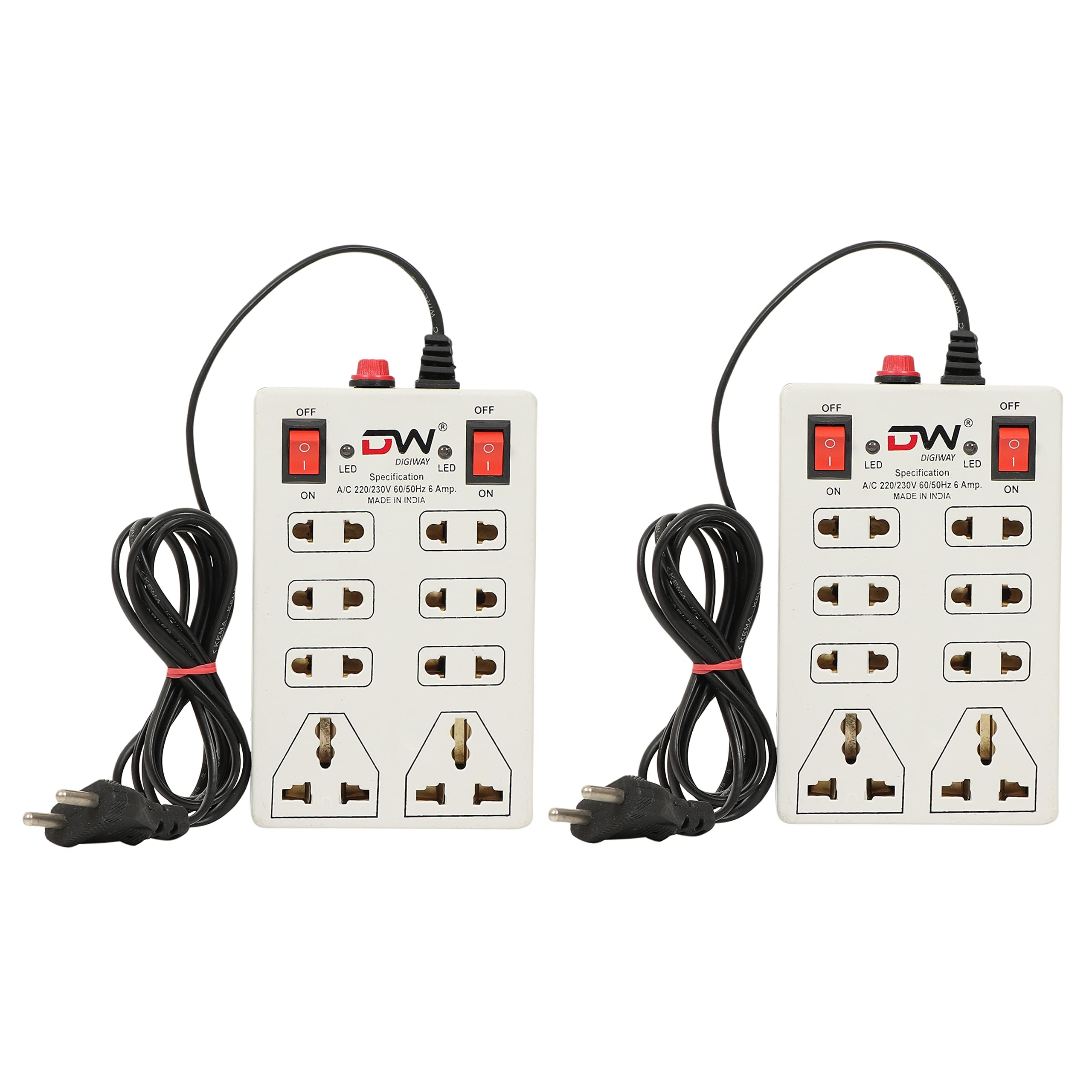 Digiway 240 Volts 8-2 Mini Power Strip Extension Cord || Board with 2 Switch || Indicator, Safety Fuse & 8 International sockets || 2 Meter Cord Wire (8 + 2 Mini Power Strip_Beige_Pack of 2)-picture-16
