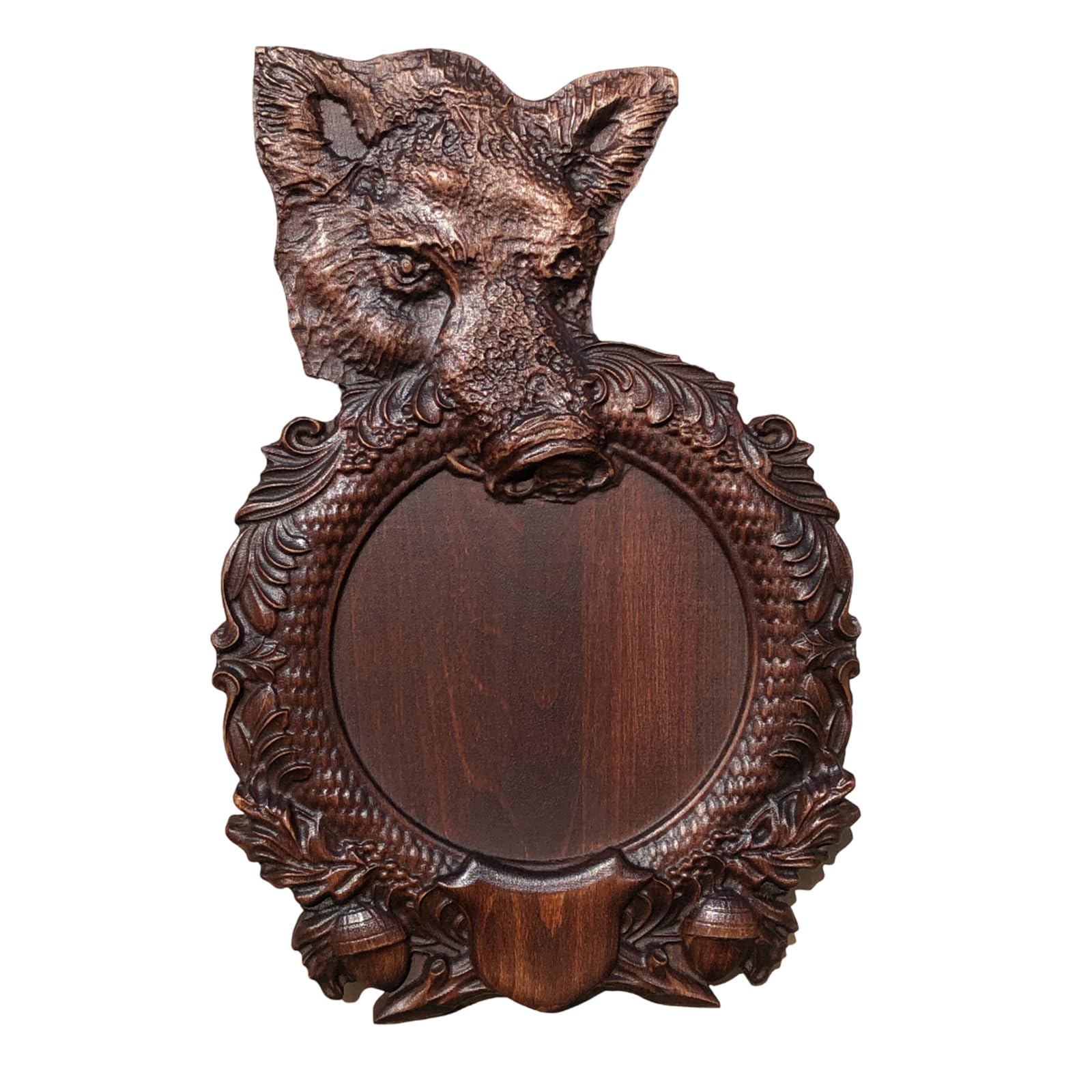 Trophy Shield - Tabla de madera de haya maciza para cazar trofeos de cornamenta como jabalí, ciervo, cabras (KODza) (palisandro)