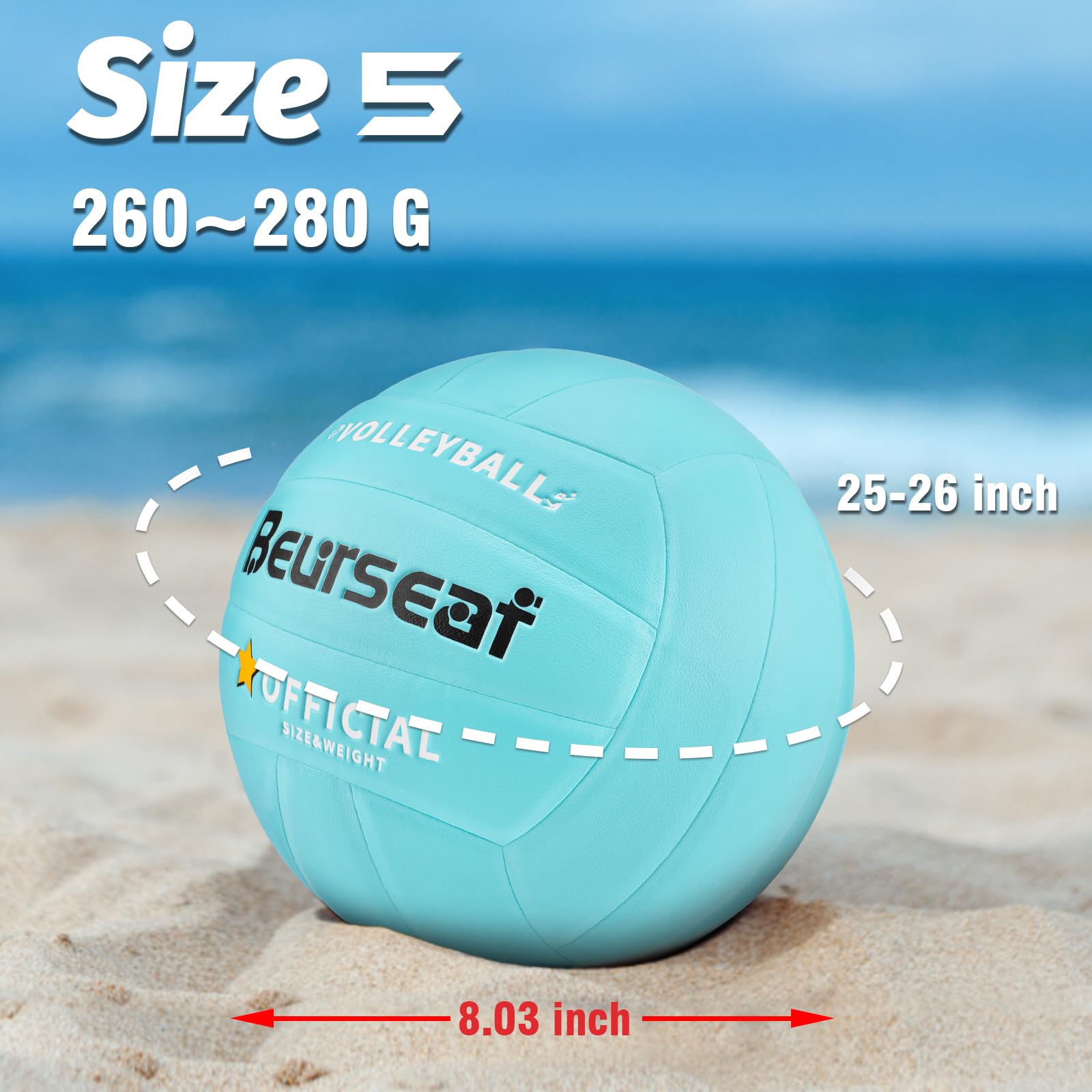 Beurseaf Pelota Voleibol, Balon Voley Playa Tamaño 5 para Interior y Exterior - 4