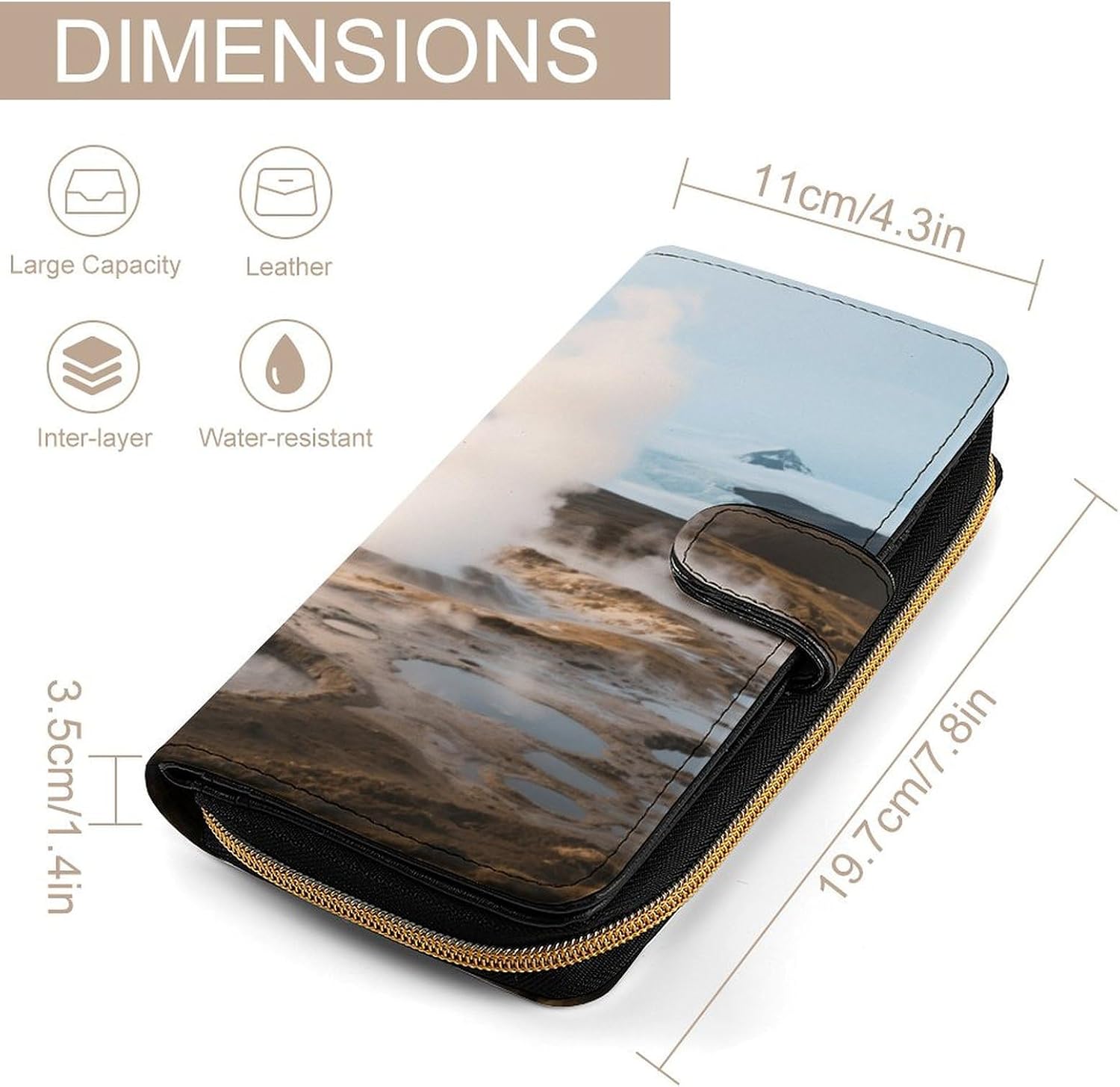 Geyser Eruption Travel Wallet for Men & Women RFID Blocking Card Organizer Credit Card Holder Large Capacity