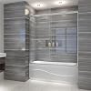 ELEGANT 58.5-60 in. W x 57 3/8 in. H Bypass Sliding Bathtub Glass Doors, Semi-Frameless Shower Door with 1/4 in. Clear Tempered Glass, Brushed Nickel Finish