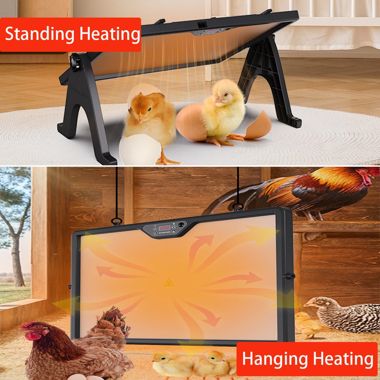 Panel calefactor de gallinero con sensor de temperatura adaptable y control remoto para uso en invierno, apto para pollos, patos, gansos, gatos y perros