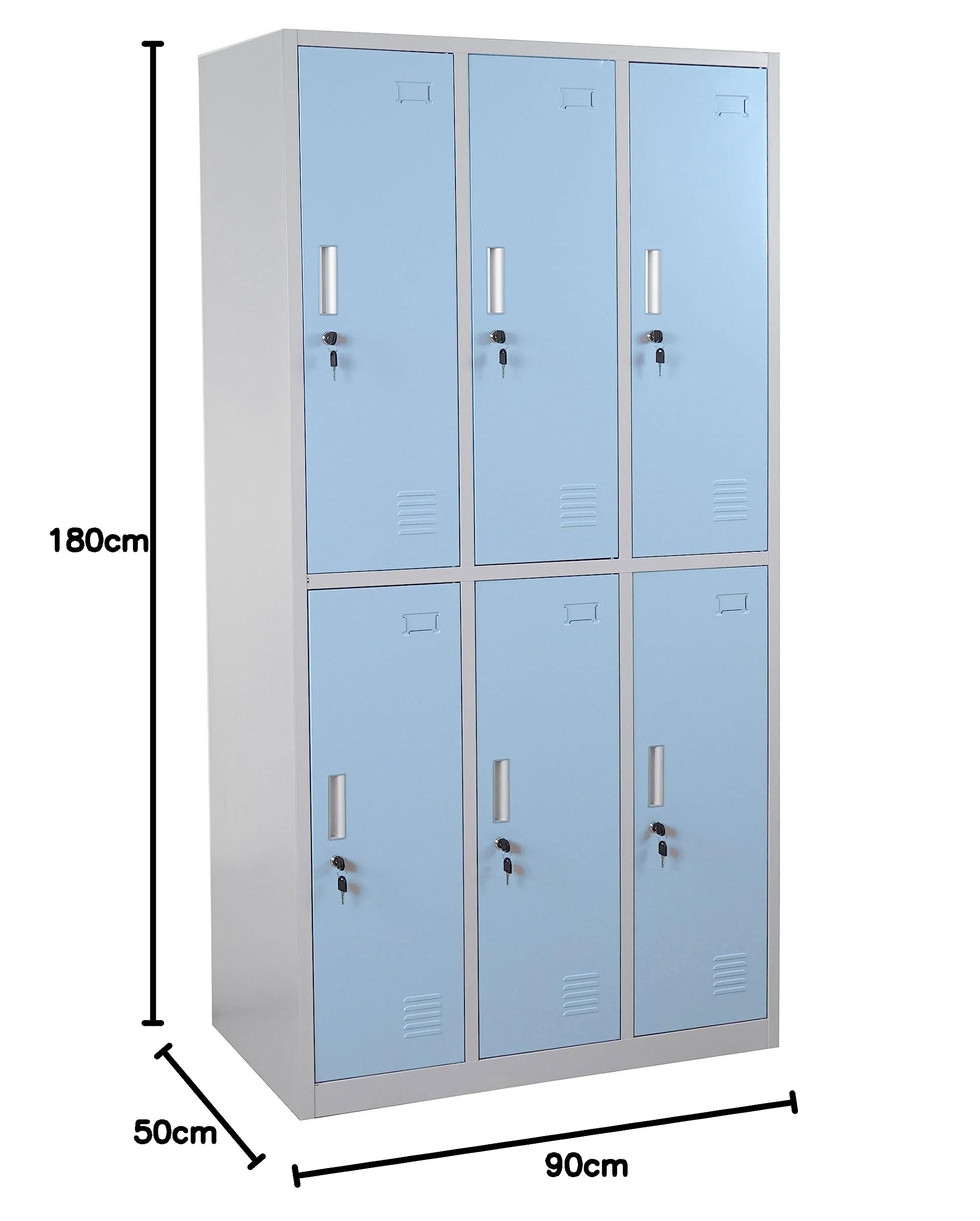 Schließfach Boston T829, Schließfachschrank Wertfachschrank Spind, Metall 6 Fächer - blau