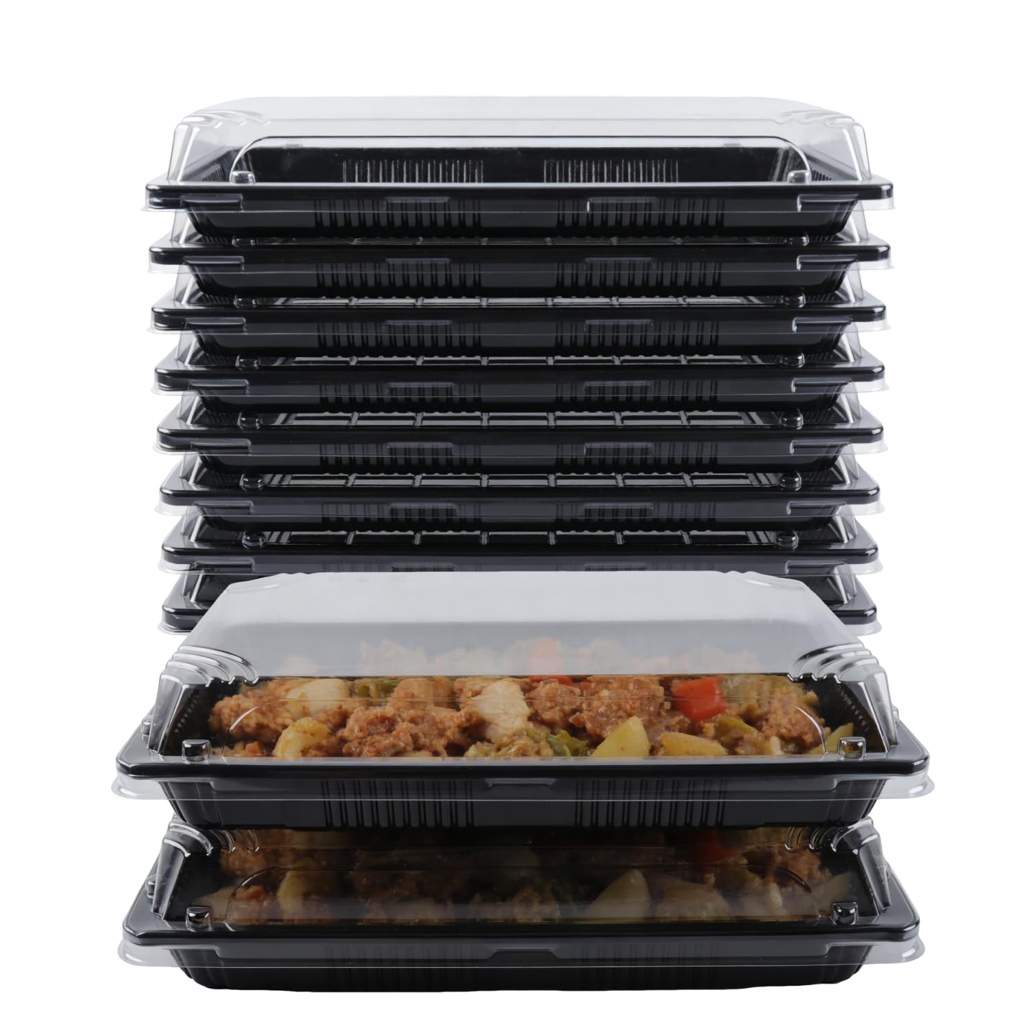 10-Pack Reusable Sandwich & Serving Platters with Clear Lids for Effortless Party Serving, Buffets, Events & Meal Prep – 24.5 x 15 x 4.5 cm