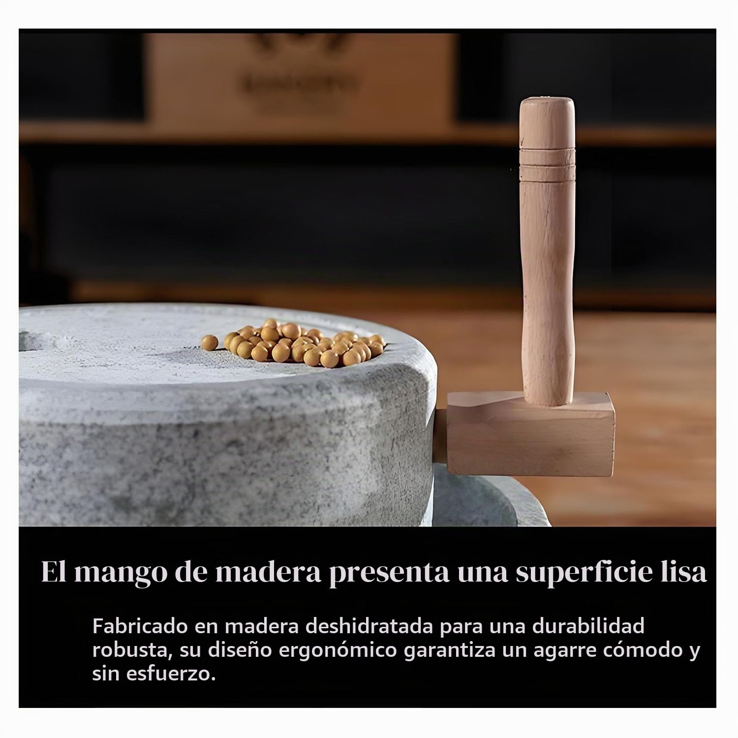 Molino de piedra para el hogar, molinillo en seco/húmedo, molino para cereales, especias molinder manual, molinillo para trigo, frijoles y cebada (9,8 x 13,7 in) con marco de madera （tamaño: 35cm）