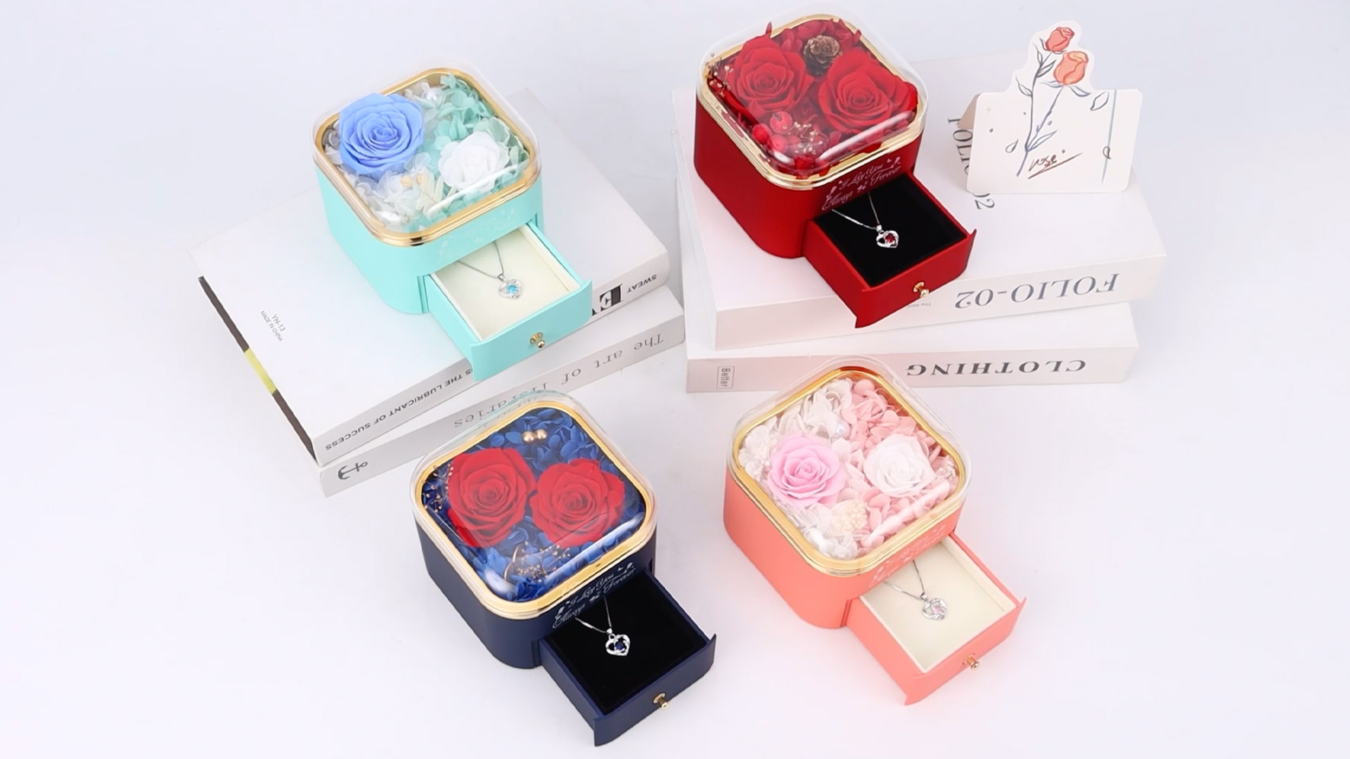 Amazon.com: minstely Preserved Rose Gift Box with Necklace