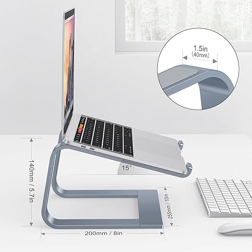 Miniatura 2 de OMOTON Soporte para computadora portátil para escritorio, elevador desmontable para laptop, soporte de aluminio para laptop, compatible con MacBook