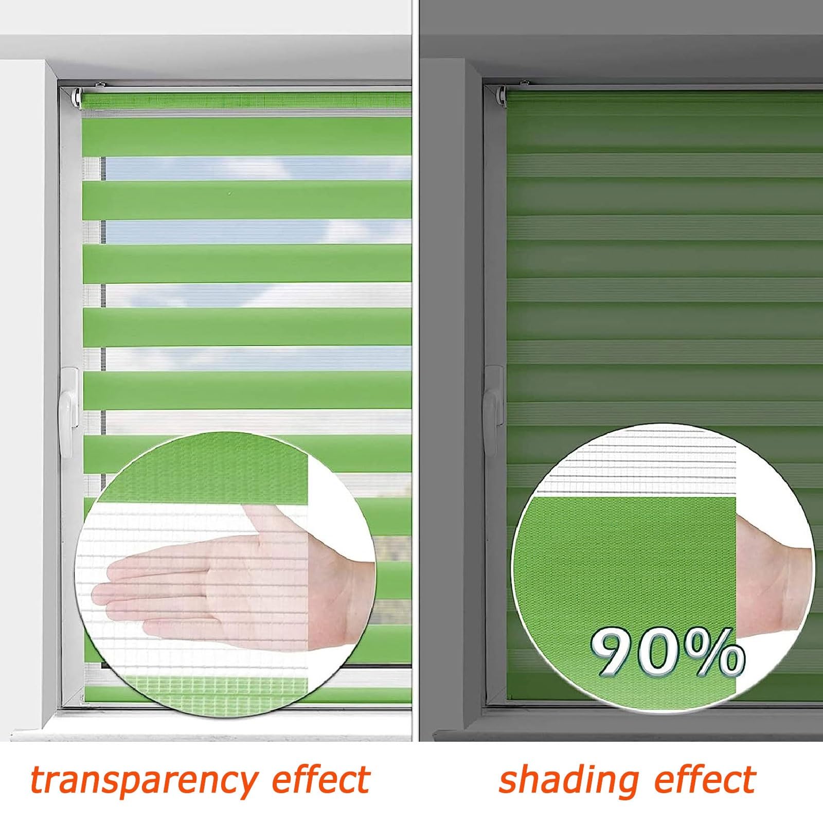 Store Occultant Protection Solaire 75 x 220 cm Protection Vie Privée Respirant Jour et Nuit Store Enrouleur Kit de Montage Inclus pour Chambre Salon Cuisine Salle de Bain, Vert