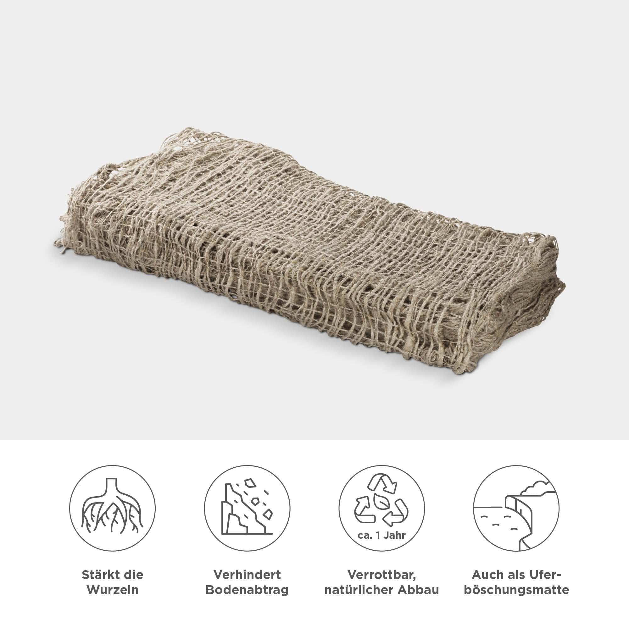 blizz-z Böschungsgewebe Jute Matte - B: 1,22mx L: 50m - (250g/m²) - 1 Rolle