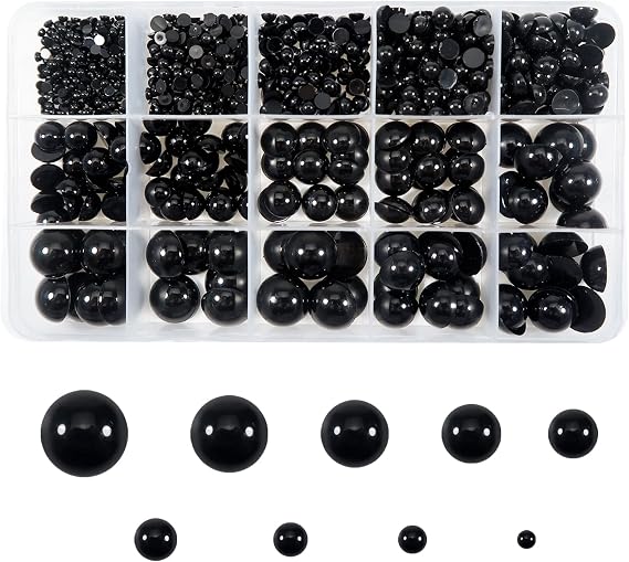 Yeux De Poupée TOAOB 830 Pièces - 4-10mm, Cabochons Plastique Noir, Pour Peluches Et Amigurumi