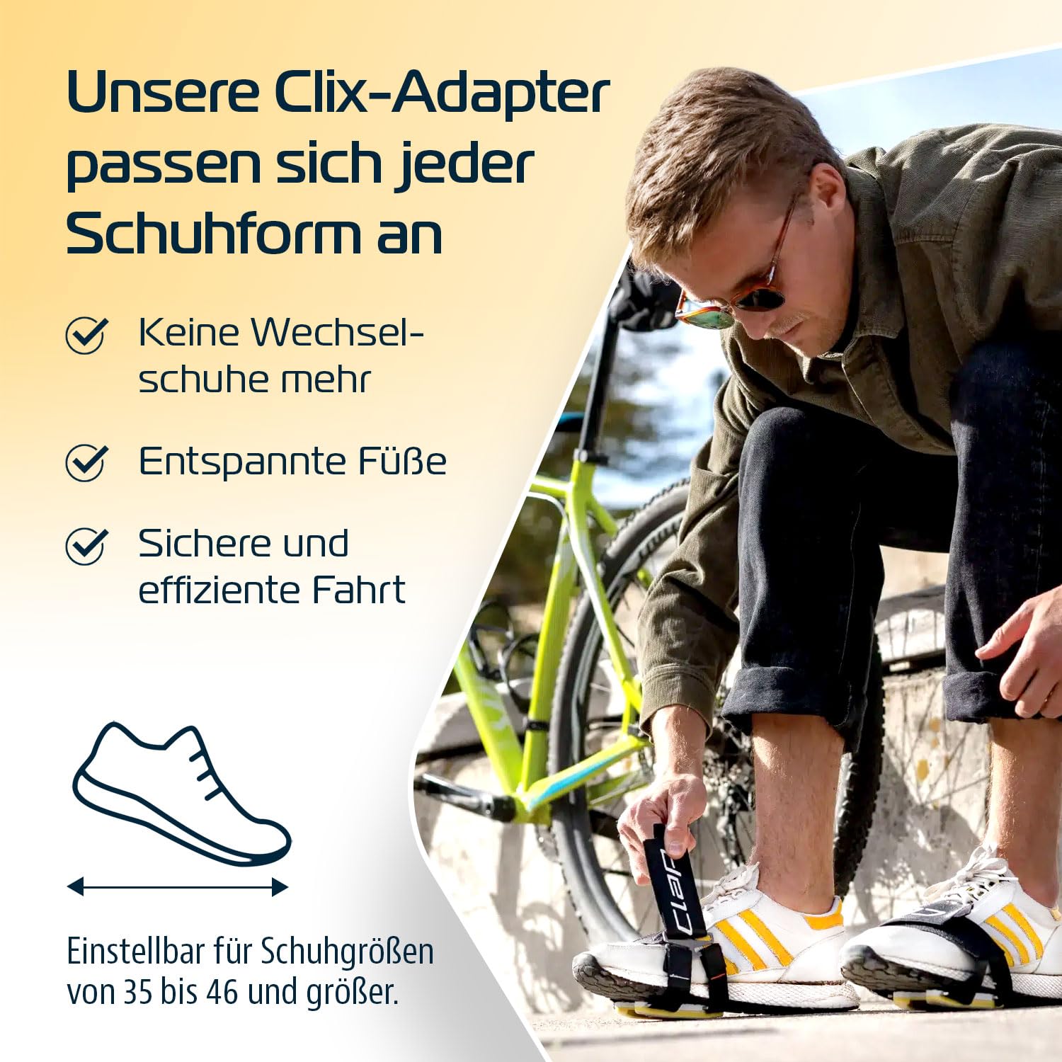 ClipClap Adattatore Clix EXPLORE nero | alternativa per scarpe a scatto per Gravel, MTB, trekking, accessori per bicicletta | compatibile con Shimano SPD Cleats | per pedali a scatto e pedali SPD |