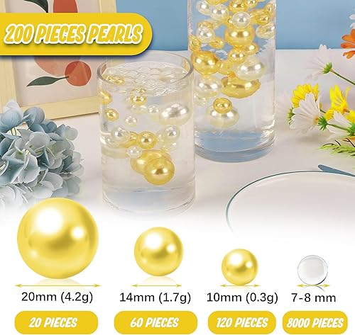 Miniatura 2 de 200 perlas amarillas para jarrón, cuentas amarillas de relleno para jarrones de centros de mesa, cuentas flotantes amarillas de 0.450.790.79
