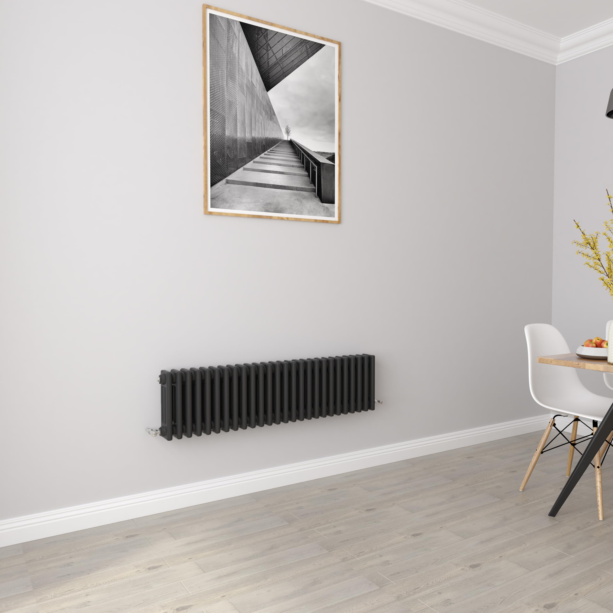 Biubiubath Black 300X1190mm Cast Iron Horizontal Triple Column Traditional Central Heating Radiators