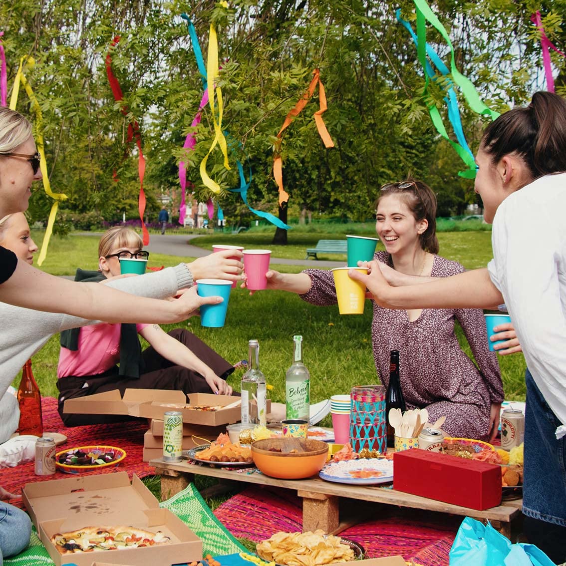 Talking Tables RAIN Festoni di Carta Arcobaleno - Compleanno, Pride, Estate, 7 Colori, 70 Metri, RBSTREAMERS
