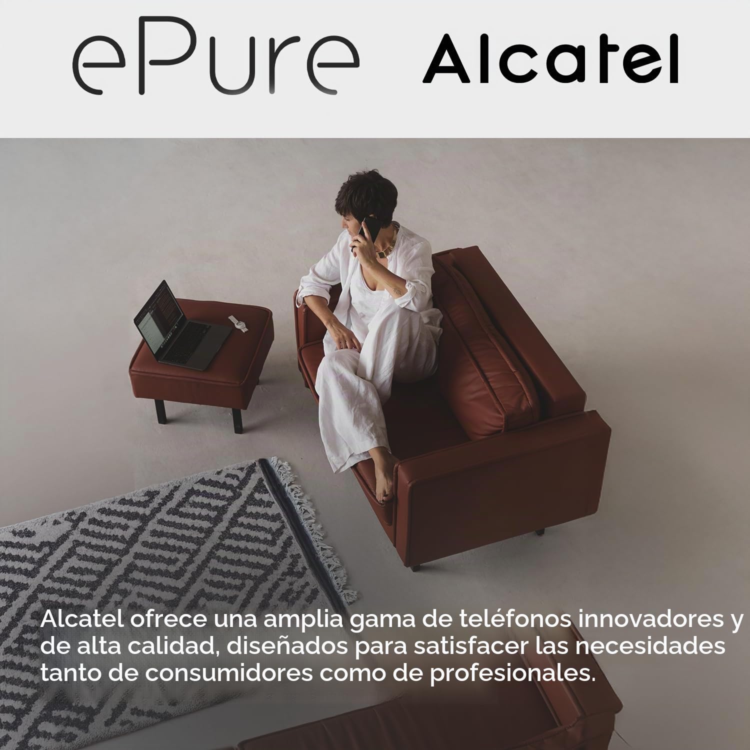ALCATEL Epure Iconic - Teléfono inalámbrico DECT - Diseño clásico - Pantalla gráfica Grande y legible - Manos Libres - Barra de Llamadas - Naranja