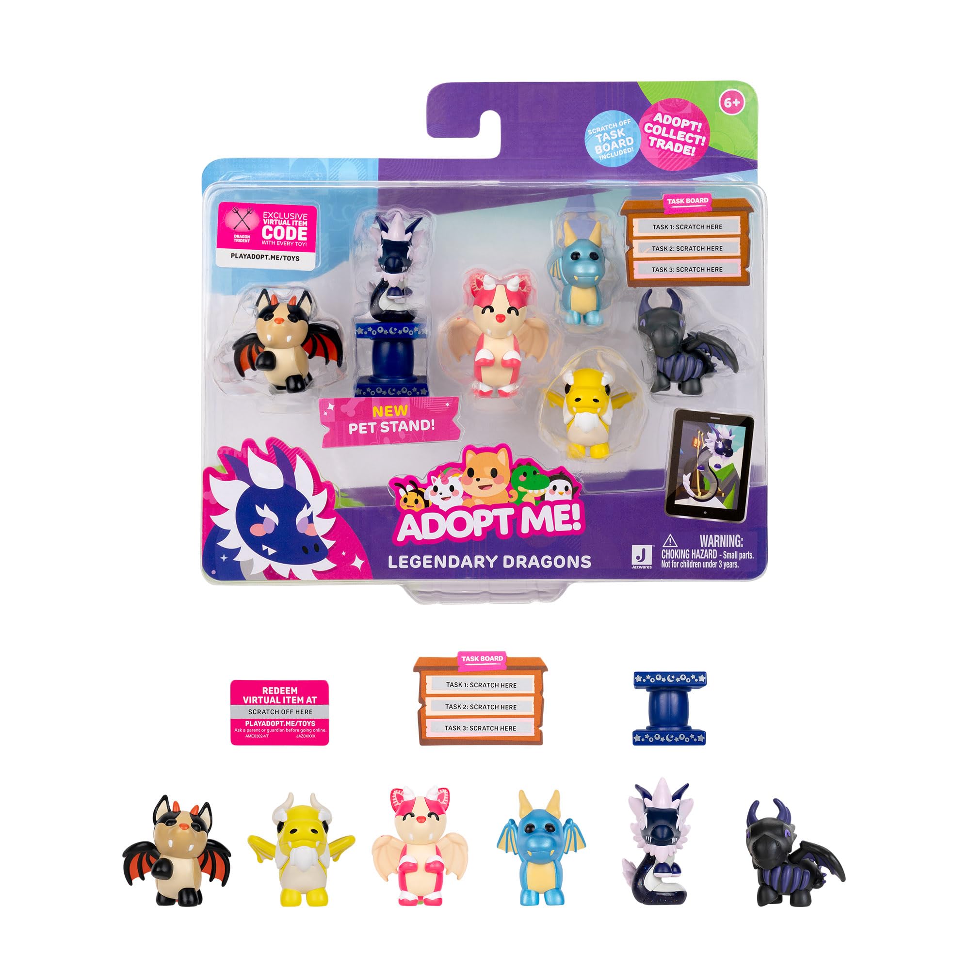 Adopt Me! Legendary Dragons 6 Figure Pack - Online Game - Exclusive Virtual Item Code - Collectible Toys Featuring Your Favourite Pets, Ages 6+