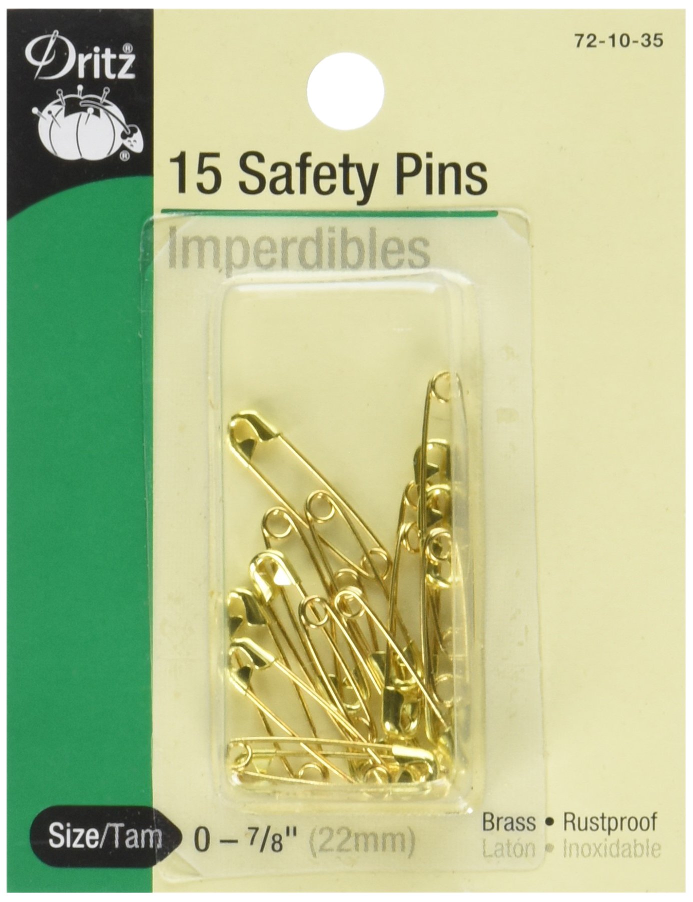 Dritz72-20-35 Safety Pins, Brass, Size 00 (15-Count)