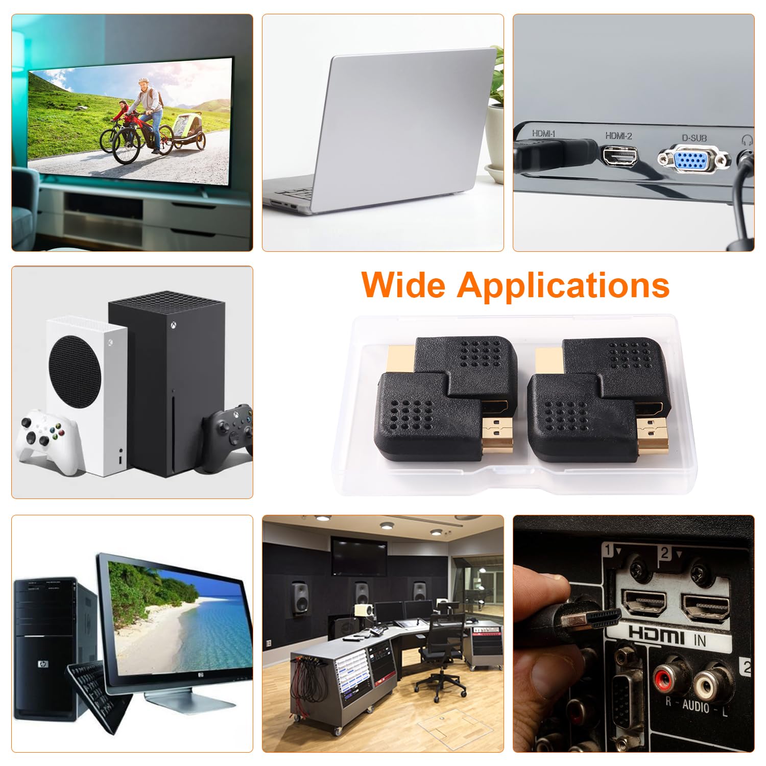 Hdmi 90 Gradi JZK 2 Adattatori HDMI Ad Angolo A Forma Di U, HDMI 2.1 Maschio A Femmina 8K A 60 Hz, Connettore 180°, Presa Connettore HD, Adattatore Hdmi A 360 Gradi - Foto 7