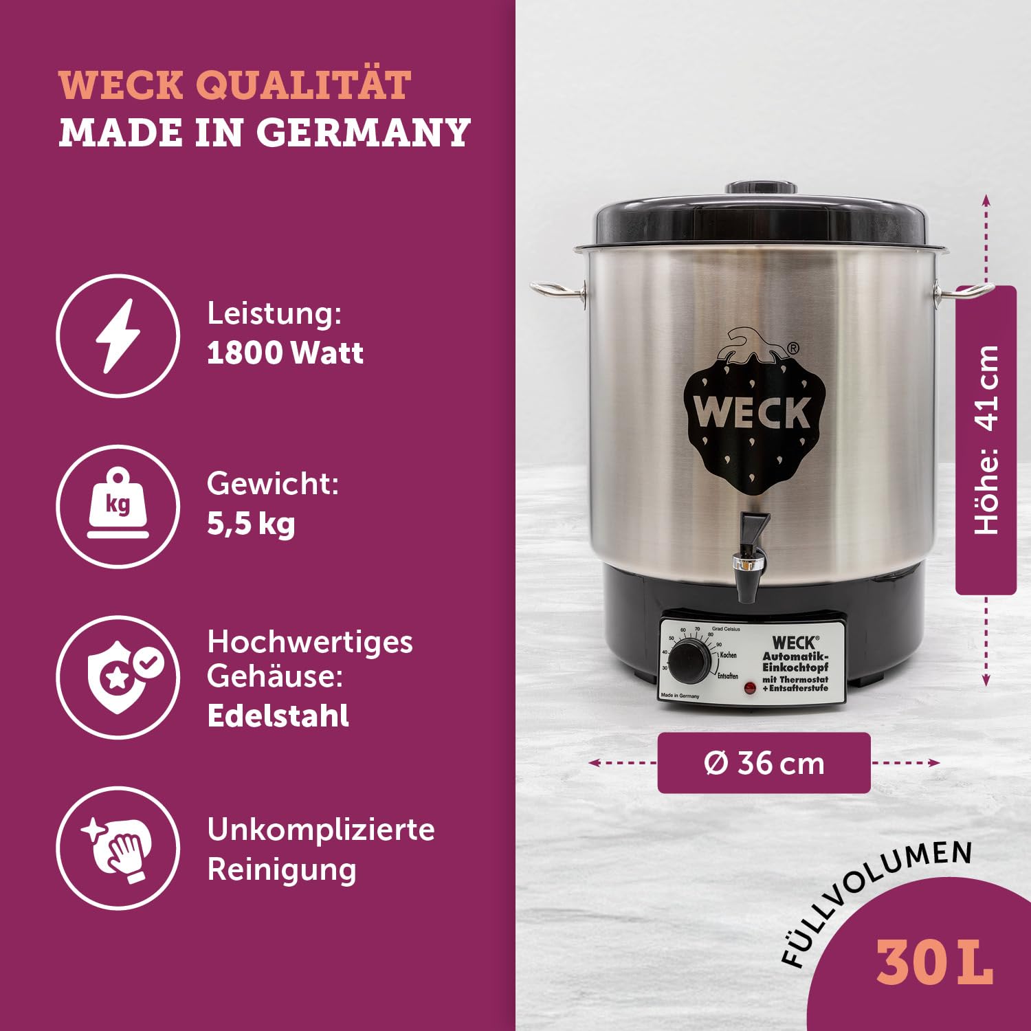 Weck WAT 24A Stérilisateur 1800 W, Métallique