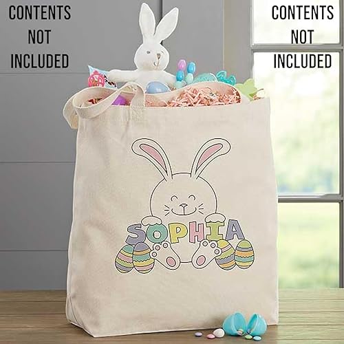 Miniatura 2 de Personalization Universe Bolsas de lona personalizadas de conejo de Pascua, para la primera Pascua o búsqueda de huevos, bordadas con cualquier