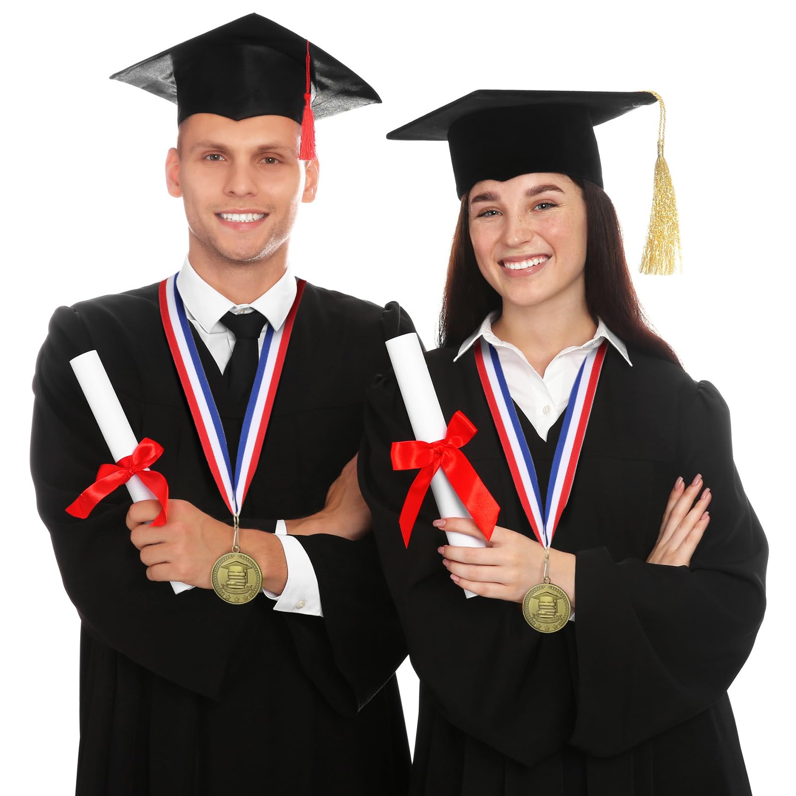 Ecation 16 medallas de metal académicas para estudiantes excepcionales, medallas de premio escolástico con cintas, premio de trofeo escolástico, regalo para educación, académico, reconocimiento, logro