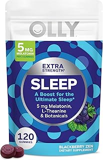 OLLY Extra Strength Sleep Gummy, Occasional Sleep Support Supplement*, 5 mg Melatonin, L-Theanine, BlackBerry Zen Flavor, ...