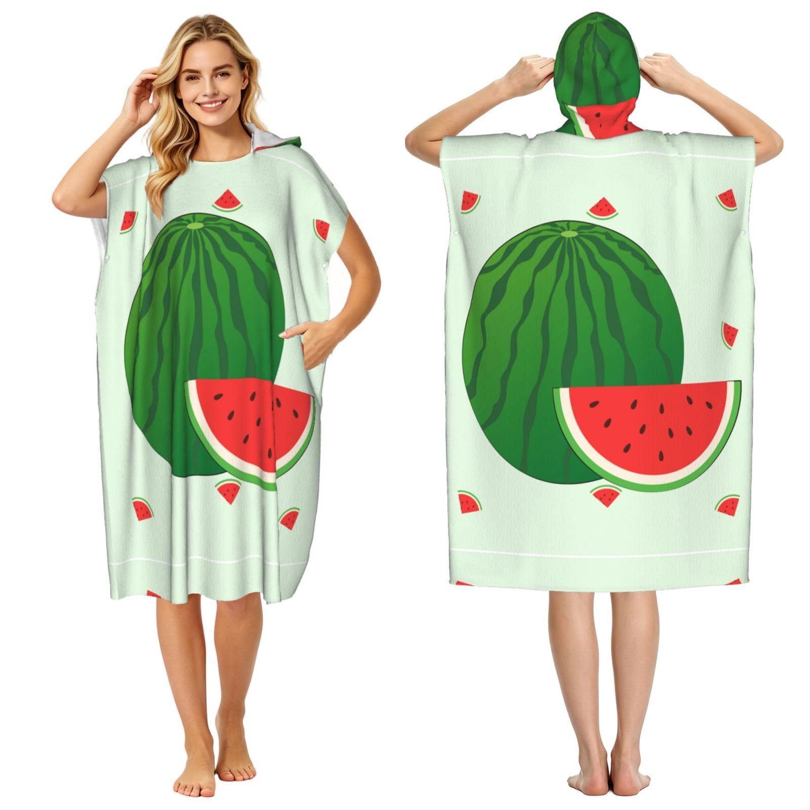 WSSYYBF WSSYYBFcartoon watermelon Adult hooded beach towel Oversized with Hood for Absorbent Quick Dry