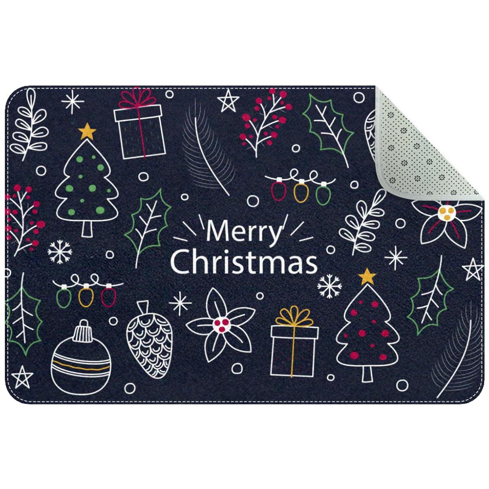 Paillasson de Noël lavable et absorbant tapis antidérapant entrée