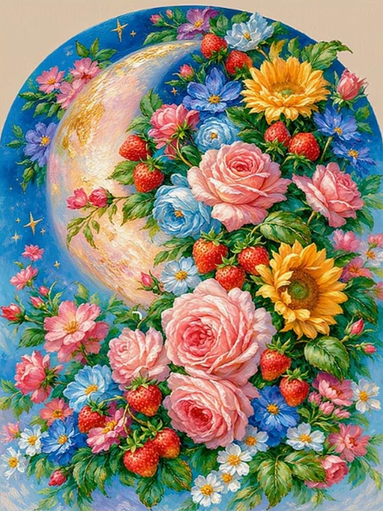 COKYIS Stamped Cross Stitch Kits 11CT Counted Printed Cross Stitch Kit Flowers Preprinted Pattern Embroidery Starter Kit for Beginner and Adults 40x50cm