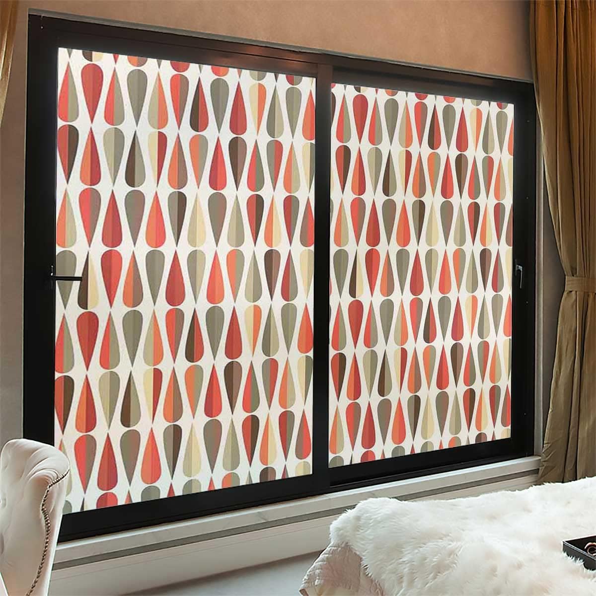 Window Film Sun Blocking 70s Retro Style Decoration Privacy Glass Window Films