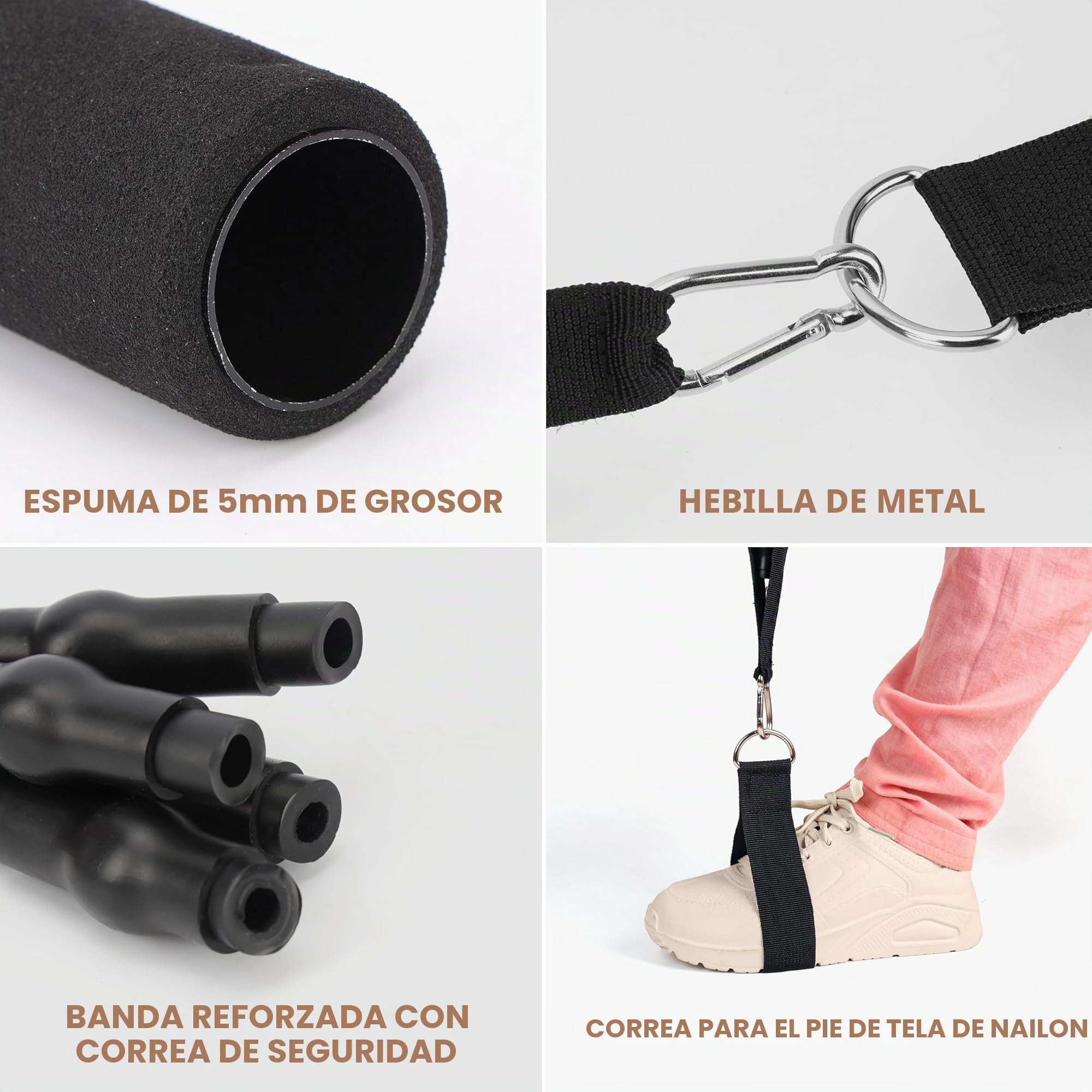 Belle Vous Kit de Entrenamiento en Casa - 1x Barra de Pilates Desmontable y 4X Bandas Elasticas de Musculacion con 2X Agarres y 1x Bolsa - Barras Ligas Cintas de Ejercicio