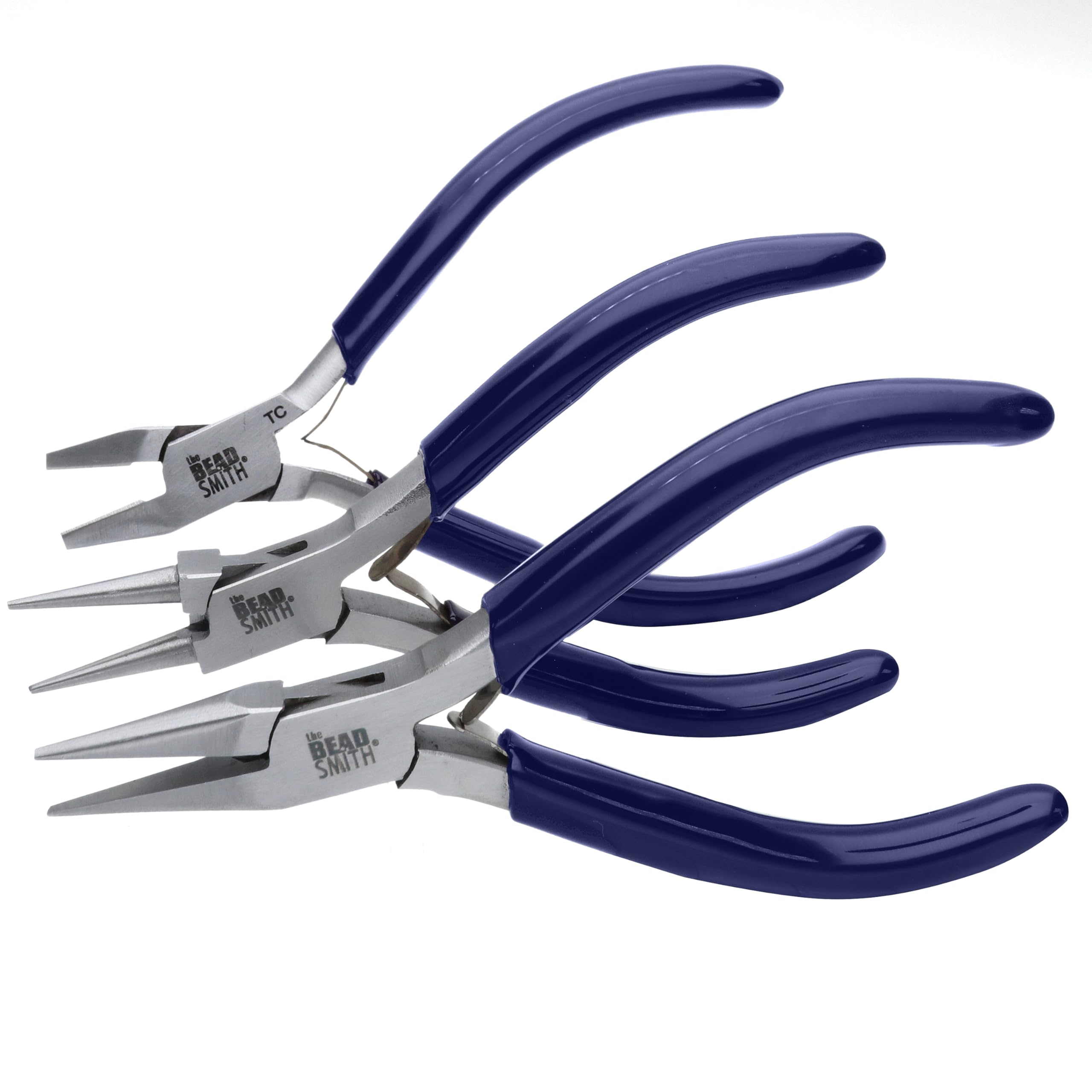 The Beadsmith 3-Piece Pliers Set – Kit Includes: Chain Nose, Round Nose and Flush Cutter with Tungsten Carbide Blades – Make Bracelets, Necklaces & Earrings – Tools for Jewelry Making
